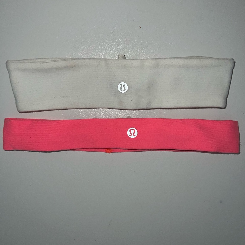 Lulu lemon headbands white & neon pink